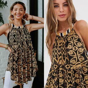 Free People Mimi Tunic - Black & Gold